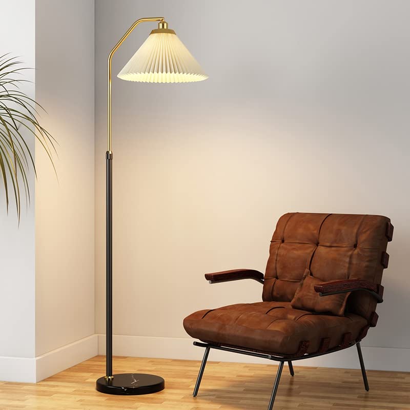 Lámpara de lectura en pie de diseño simple y ajustable con pantalla textil ligera