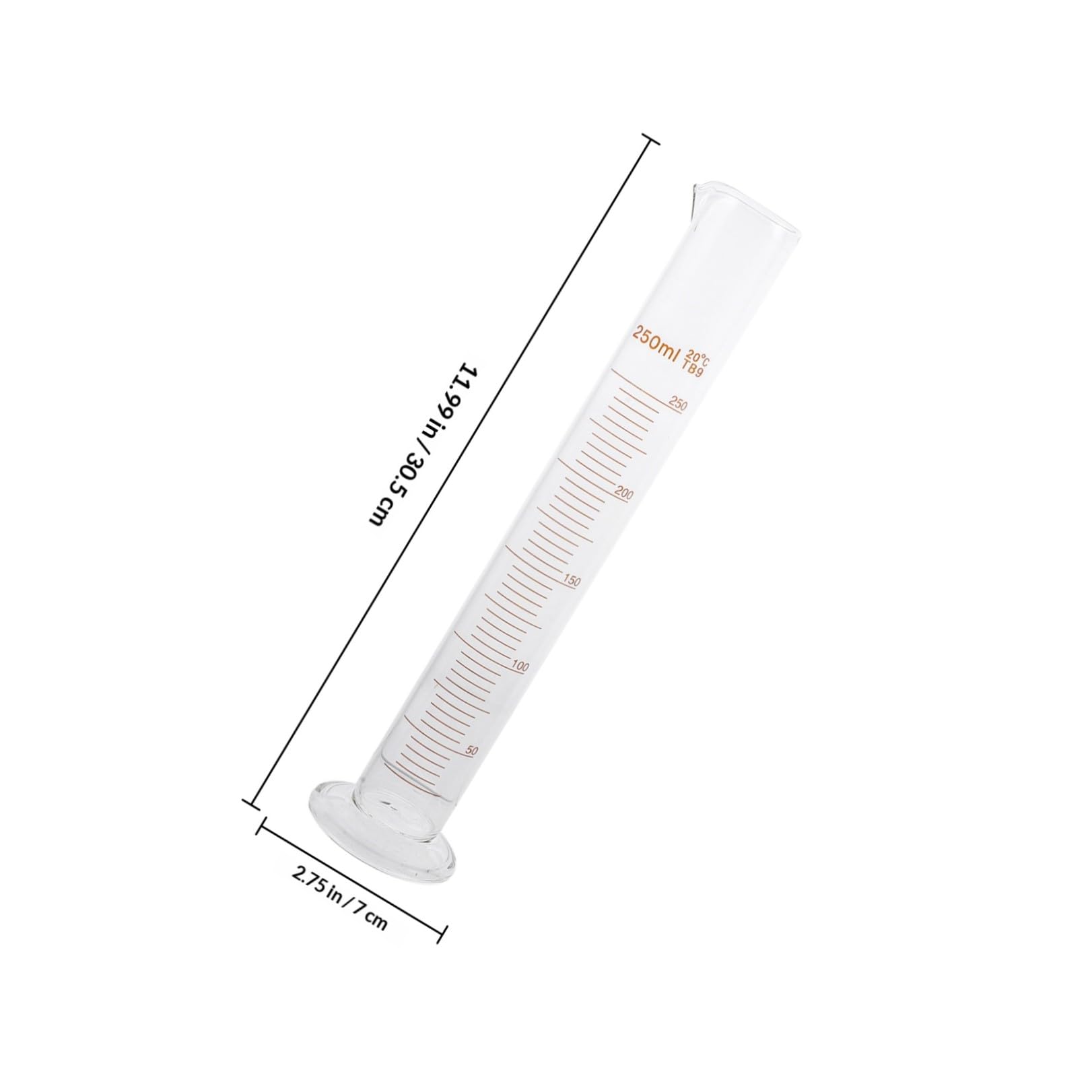 Anneome Cilindri Graduati in Vetro Resistente ad Alte Temperature di Vetreria da Laboratorio Set di 9 Pezzi da 50ml a 250ml per Misurazioni Accurate in Chimica