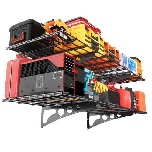 FFVVGH 2-Pack 2x4ft Garage Wall Shelving, Heavy Duty Garage Shelves