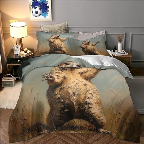 Housse de couette marmotte 3D 140x200 microfibre - 6