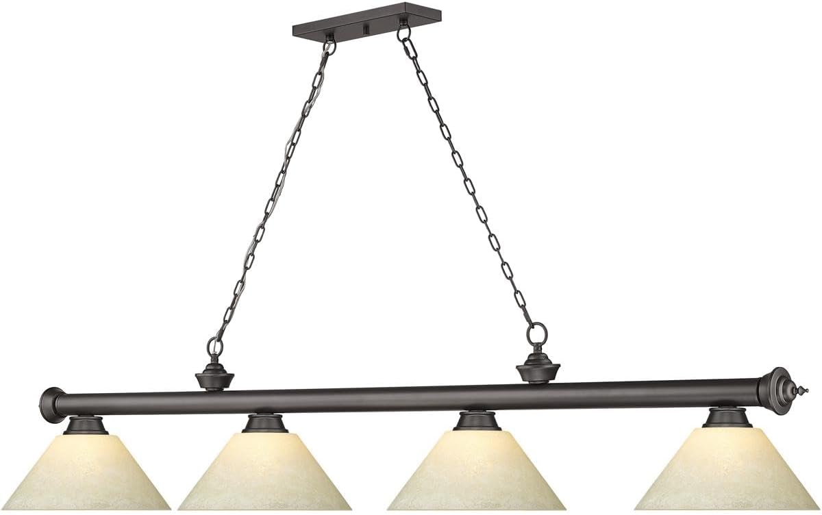 Z-Lite 2306-4BRZ-AGM14 Cordon Billiard Pendant, 4-Light 240 Total Watts, Bronze