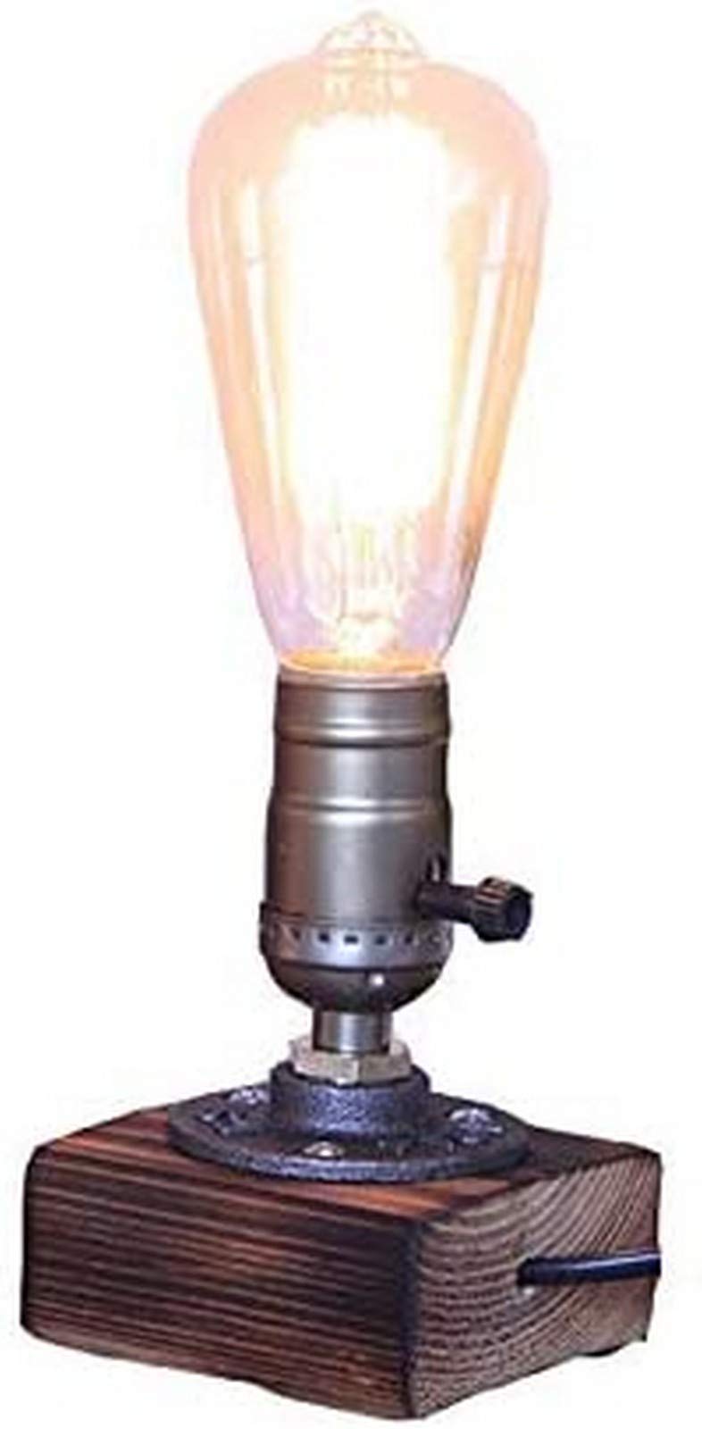 Lampe De Bureau Industrielle Base Edison Loft Vintage LED Lampes De Table De Bureau Chevet Lampes De Bureau en Bois Antique Table De Chevet pour Café Chambre Salon