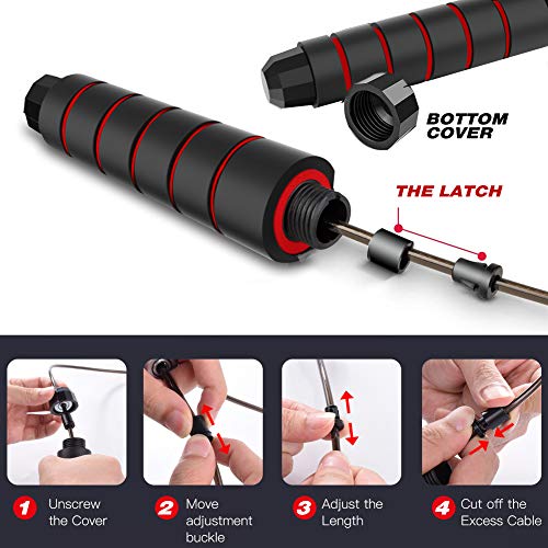 Skipping Rope, Jump Rope Adjustable, Jumping Rope with Tangle-free PVC Coated Steel Cable, Rapid Ball Bearings & Soft Foam Handle For Men Women Kids Home Exercise, Fitness, Fat Burning, Boxing - Image 5