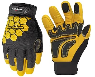 SLARMOR Winter Work Gloves for Men, Insulated, Waterproof, Puncture and Abrasion Resistant, Touch Screen with Warm Thinsulate Lining for Cold Weather, Yellow, Medium