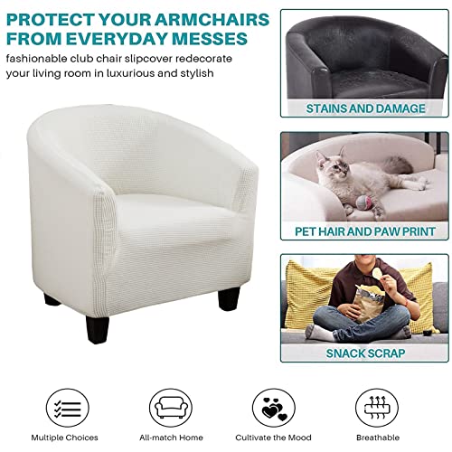 Niluoh Club Chair Slipcover Jacquard Tub Chair Cover Stretch Armchair Covers Sofa Cover Furniture Protector For Living Room (Jacquard Off-White) #TOP3