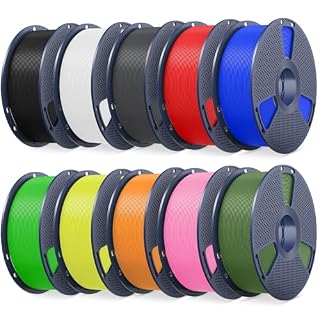 SUNLU 3Dプリンターフィラメントバンドル、PLA Plus2.0フィラメント10KG 1.75mm、ほとんどの3Dプリンターにきれいに巻かれたフィラメント、10色、1kgスプール、ブラック+ホワイト+グレー+レッド+ブルー+グリーン+イエロー+オレンジ+ピンク+オリーブグリーン。