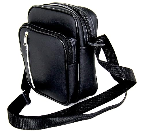 Bolsa Tiracolo Masculina Transversal Couro Ombro Bag Mini (Preto)
