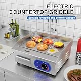 TAIMIKO Electric Griddle Flat Hotplate Commercial Countertop BBQ Grill Stainless Steel Nonstick Barbecue,8mm Cooking surface thick 220-240V (18 inch) - Image 2