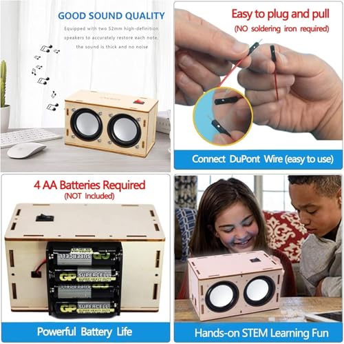 STEM Projects for Kids & Adults Build Your Own Bluetooth Speaker - Science Experiment Electronics Kit | Beginner's Starter DIY Set, STEM Gifts for Teenage Girls + Boys Ages 10 and Up (Dual Speakers) - Image 2