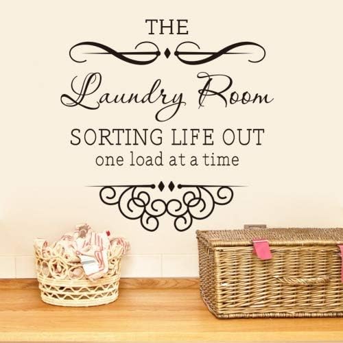 The Laundry Room Sorting Life Out One Load at a Time Wall Quote Vinyl Mural Art Decal Romoveable Black Carved Home Decal Sticker (Black)