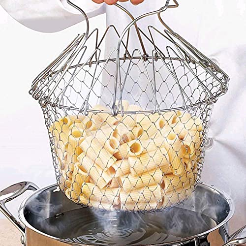 Cesta para freír, Acero inoxidable Alimentos fritos Cesta de red para freír Colador de cocina para papas fritas Patata freidora Herramienta de cocina para cocinar alimentos fritos Cover