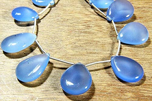 Chalcédoine bleue perle briolette en pierre naturelle poire pour la création de bijoux DIY