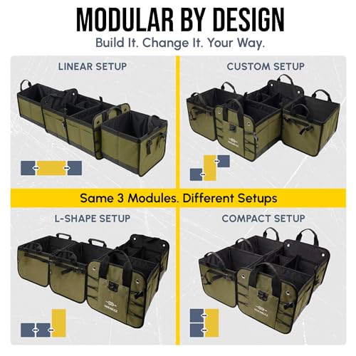 DURABLEZ 4-Section Extra Large Trunk Organizer – Heavy Duty 1680D, Collapsible & Foldable Cargo Organizer, Modular Multi-Shape Storage System for SUVs, Trucks, Vans – Green by DURABLEZ - Image 2