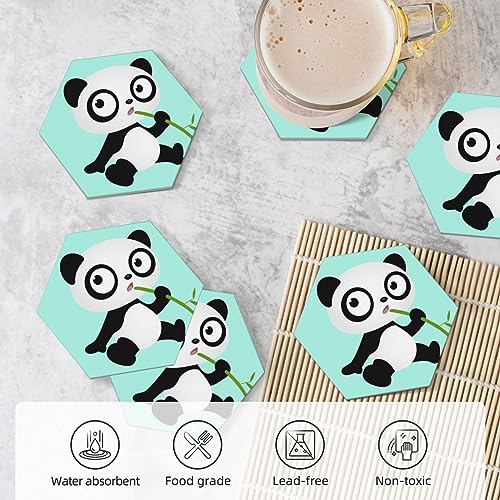 Dessous de verre panda en céramique absorbante avec support pour bureau