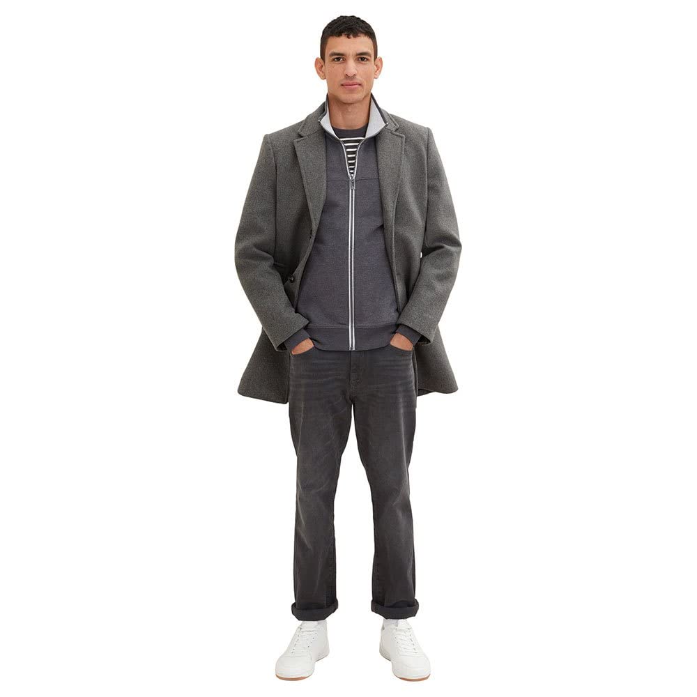 TOM TAILOR Męskie Bluza 1037049, 11086 - Dark Grey Melange, 3XL