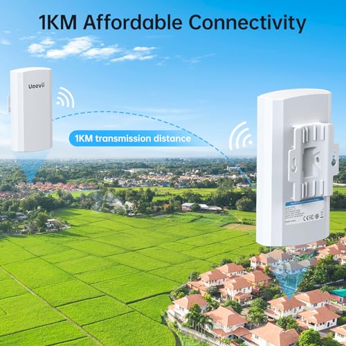 UeeVii 2.4G Point to Point Wireless Bridge con 2 Soportes | Puente WiFi Outdoor con cobertura de hasta 1 km, fuente de alimentación PoE 24V, IP65 resistente al agua, paquete de 2 unidades miniatura 6