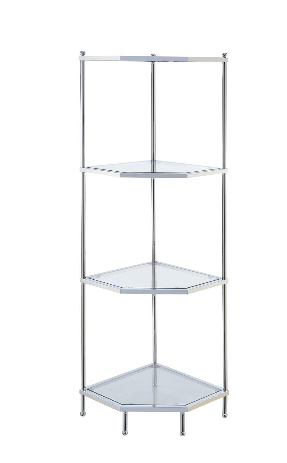 Convenience Concepts Royal Crest 4 Tier Corner Shelf, Chrome / Glass