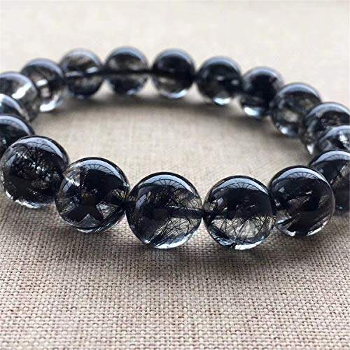 11Mm Certificate Natural Black Rutilated Quartz Crystal Clear Round Beads Women Men Bracelet Aaaaa #TOP4