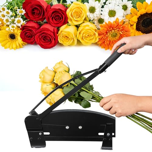 Flower Cutter 14 Steel Sharp Blade Heavy Duty Fresh Flower Stem Cutter with Safety Lock Table Mounted Cutting Machine Florist Supplies Flower Arrangement Tool for Florists Farmer Gardeners
