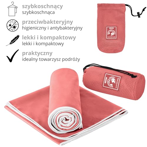 Backpacker's Journey Ręczniki z mikrofibry S M L XL. Zestaw ręczników podróżnych, lekkie, szybkoschnące, chłonne i antybakteryjne (kolor łososiowy XL)
