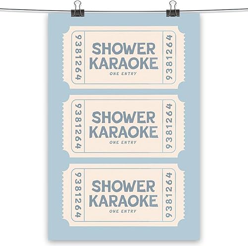 Miniatura 4 de Pósteres azules de moda divertidos para ducha, boleto de karaoke, decoración retro preppy costera playera, impresiones en lienzo coqueta crema para