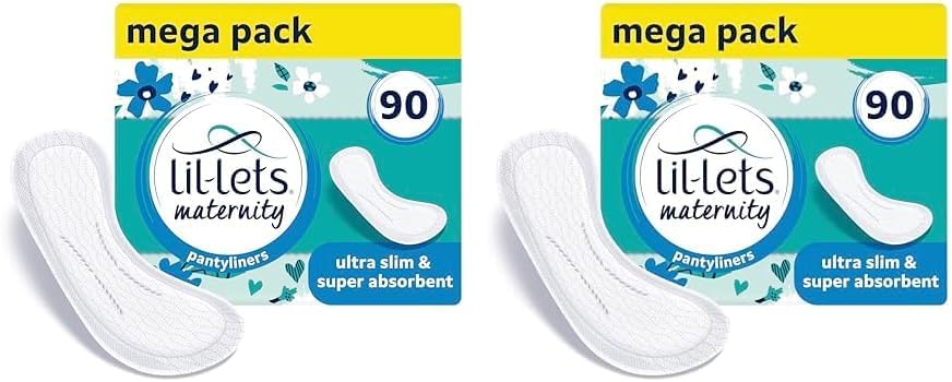 Lil-Lets Maternity Pantyliners, 90 x Ultra Slim Pantyliners, 6 Packs of 30 Pant Liners, for Pre & Post Birth Use, Light Bladder Weakness, Discharge or Spotting