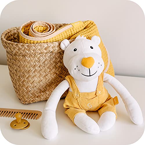 skiddoü weiches Kuscheltiere Bernt mit Latzhosen, Stofftier Bär, plüsch Teddybär, skandinavische Design, Klettverschluss… – Bild 3