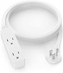 Cordon d'extension de prise plat avec 3 Sorties - 3Ft Faible profil intérieur 3 Plongez la bande d'alimentation à terre pour le bureau intérieur & Voyages - 16 AWG 13A/1625W, noir