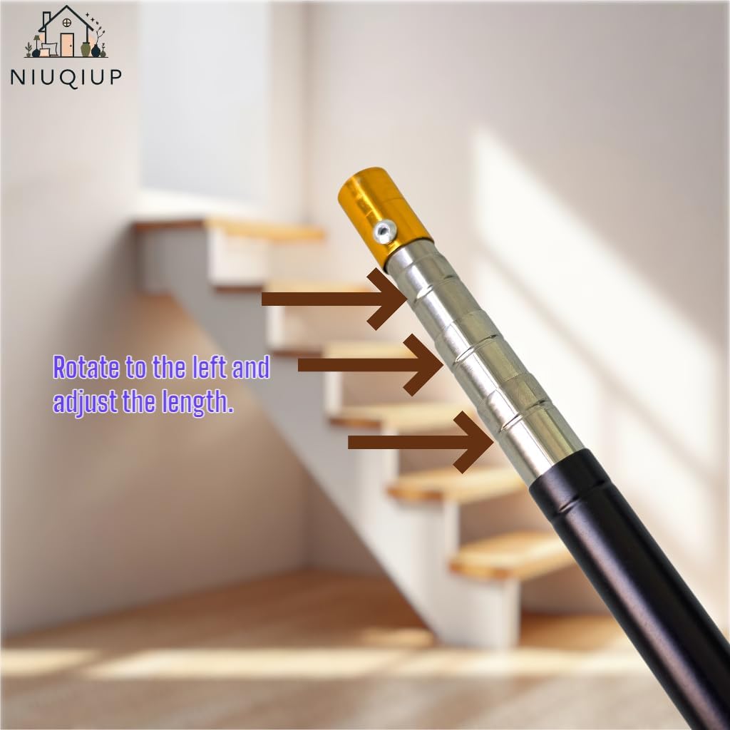 Attic Ladder Pull Down System Kit with Retractable Extension Pole (15-64 Inch), Vintage Copper Pulls Handles& Durable Hardware, Cordless Replacement for Attic Stairs Accessories, Easy Install Tool Set