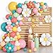 161pcs Daisy Balloon Garland Arch Kit, Pastel Groovy Flower Party Decorations with Pink Yellow Orange Blue Green Daisy Banners for Baby Shower Daisy Retro Hippie Two Groovy Boho Birthday Party Decor