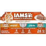 IAMS PERFECT PORTIONS Healthy Adult Grain Free* Wet Cat Food Pate Variety Pack, Chicken Recipe and T