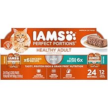 IAMS Perfect Portions Healthy Adult Wet Cat Food with Chicken and Tuna Recipe Variety Pack, Easy Peel Twin-Pack Trays, Pack of 24 48 Total Servings