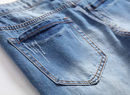 Foto de DANT BULUN - Jeans de mezclilla con pierna recta para hombre, ajuste ceñido, diseño envejecido y desgastado (imagen 5)