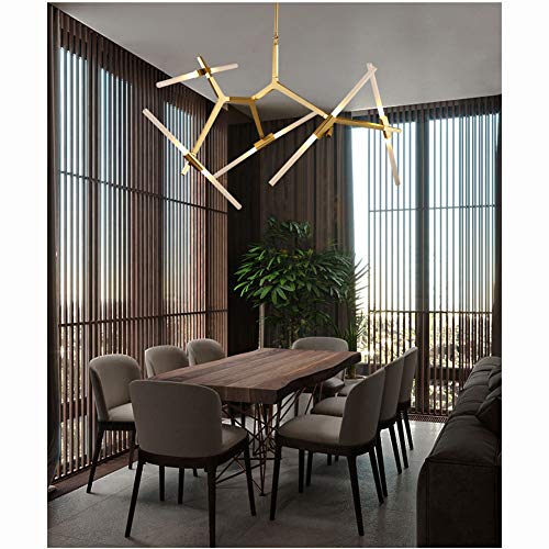 Lustre moderne G9 à 10 têtes au style industriel à chevrons doré - 3