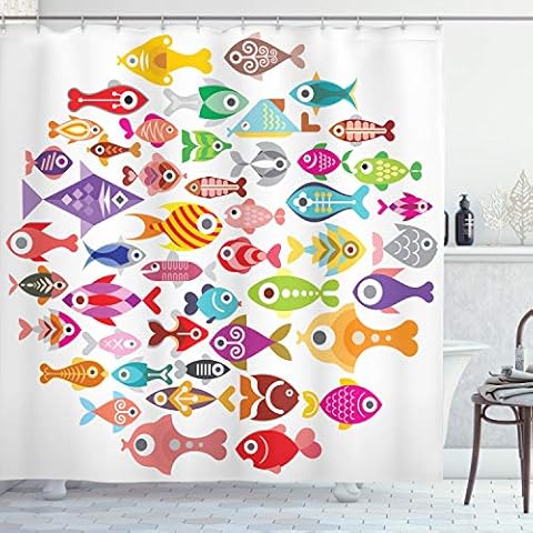 ABAKUHAUS Rideau de Douche Poisson Cover