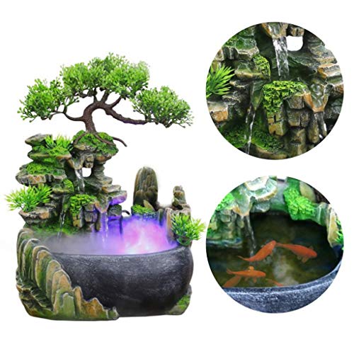Tabletop Water Fountain Environmental Resin Waterfall Desktop Fountain Indoor bladen Water Fountains Desktop Vijverfonteinen (Color : A) - Image 8