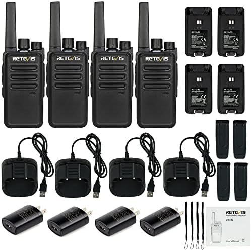 Retevis RT68 Walkie Talkies for Adults 2 Way Radios Long Range, 1200mAh USB Rechargeable Two-Way Radio(4 Pack) - 5