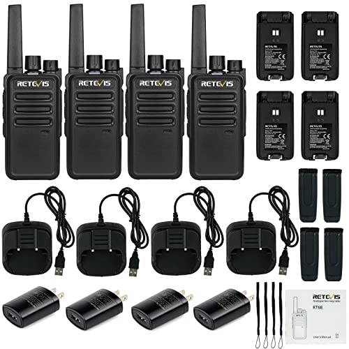 Retevis Rt68 Walkie Talkies For Adults, 2 Way Radios Long Range, Hands Free, 1200Mah Battery, Portable Walkie Talkie Rechargeable With Usb Charging Base, For Hunting Road Trip Hiking Family (4 Pack) #TOP5