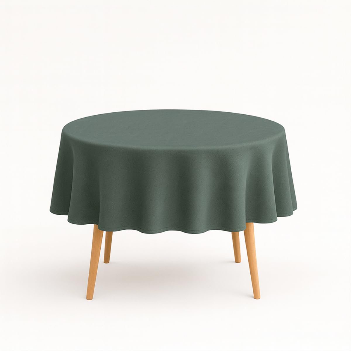 R home 100% Cotton Solid Table Cover | 200 GSM Thick Fabric, Anti-Skid | Machine Washable & Reusable | Ideal for Dining Table & Centre Table, Easy Maintenance (Army Green, 56 inch (Round))