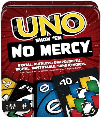 Mattel Games UNO No Mercy, Juego de Cartas con Cartas adicionales...