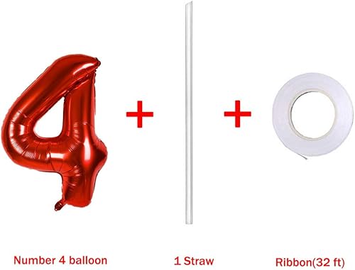 Miniatura 3 de Globos gigantes de 40 pulgadas, color rojo, número 4, globos de graduación, globos de helio de aluminio de Mylar para decoración de fiesta de