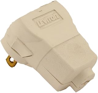 Leviton 101AN-W 15 Amp, 125 Volt 2-Pole 2-Wire, Non-Polarized Angle Plug, White