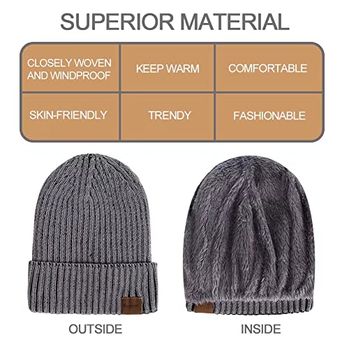 Nertpow Beanie Hat For Men And Women, Winter Warm Fleece Lined Thermal Trendy Thick Knit Skull Cable Cuff Cap (Stripe Beige&Khaki) #TOP2