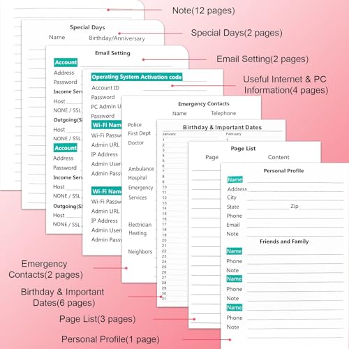 Address Book with Alphabetical Tabs, Pink, Small Address Book 6.1x4.7 inches, Contact Information Includes Names, Address, Cell Phone, Office, Email