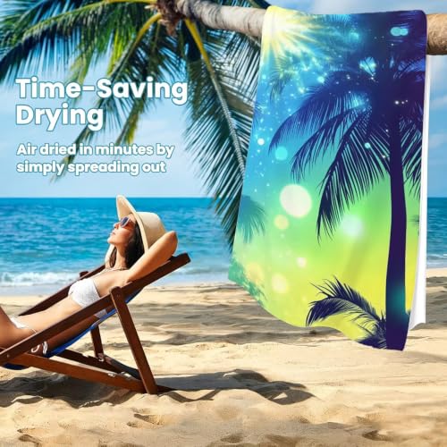 Drap de plage anti-sable serviette microfibre légère à séchage rapide verte - 5