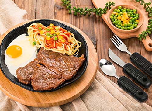 YPC Adaptive Utensils,Easy Grip Silverware,Built-Up Fork,Spoon and Rocker Knife for Adults,Elderly,Arthritis,Tremors and Parkinsons,3 Piece Set - Image 3