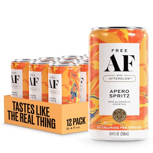 AF Drinks Non-Alcoholic Apero Spritz | Alcohol Alternative Sparkling Cocktails with AFTERGLOW Botanical Warmth | Gluten-Free, Low-Calorie | 8.4 oz Cans (12-Pack)