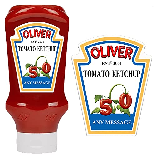 Personalised Sticker Bottle Label for Heinz Tomato Ketchup for Birthday Any Occasion (880g-800ml)