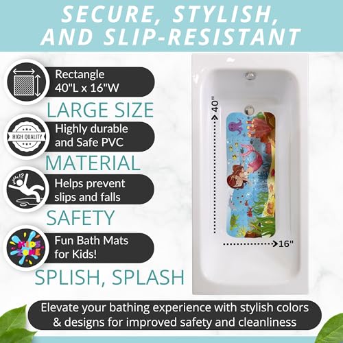 Image of Mermaid Bath Mat - Bath Grips for Tub Kids - Anti Slip Bath Mat for Kids - Bath Mat for Baby - Bath Mat for Toddler - Tub Mat for Baby - Bathtub Safety for Toddlers - Bathtub Mat Kids (Bath Mermaid)
