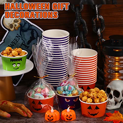 Yungyan 60 Stück Halloween-Leckerli-Snackbecher, 266 ml, Halloween-Eisbecher, Geist, Kürbis, Papierschalen, Trick or Treat Einweg-Suppenschalen für Eisbecher, Joghurt, Halloween-Partyzubehör – Bild 5